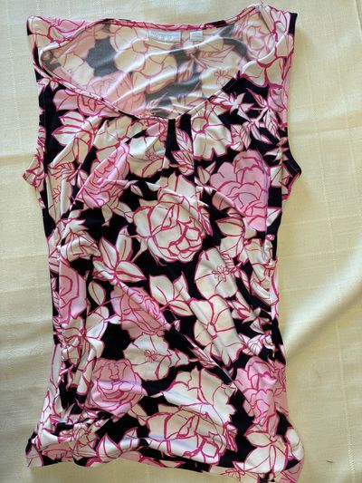 NY and Co sleeveless top Pink, white, black floral print -size L Women's - L
