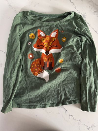 Children's place Green long sleeve fox shirt 5T
