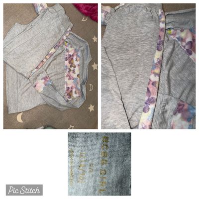 BCBG Girl Gray pjs with butterfly strips 14-16