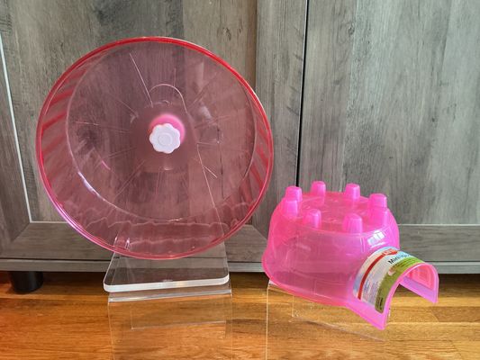 Kaytee & TieLishor - good for hamsters/gerbils New mini igloo & slightly used quiet adjustable height wheel