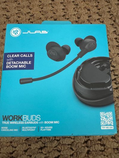 Brand new J lab work buds with detachable boom Mik Never taken out of package or opened retail 65+
