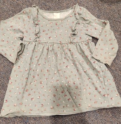 H&M Sage/Gray long sleeve dress 9-12 Months
