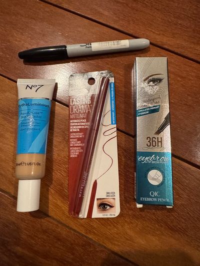 Brand new number seven skin protector, eyebrow pen And Maybelline lasting drama lip liner