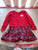 H&M red sweater dress with a plaid skirt and a gold heart 2T