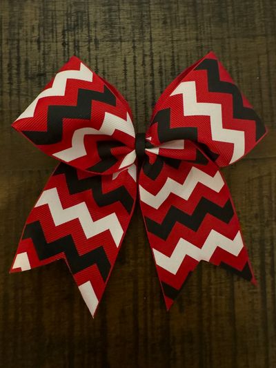 Boutique NEW 2 1/4 inch cheer bow red, black, white Chevron