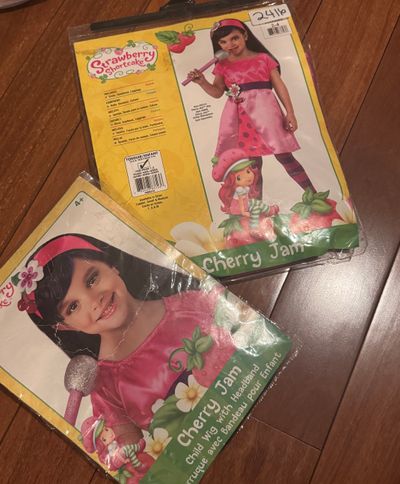 Brand new strawberry shortcake costume complete wi Brand new wig  as well size 2 to 4 years old