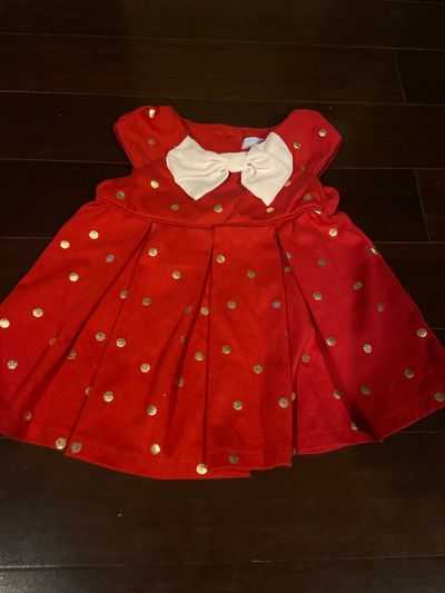 Maggie and Zoe 24 months red long shirt/dress with gold dots 24 Months
