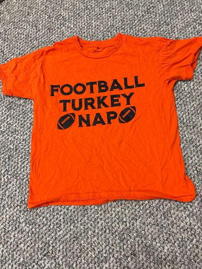 N/a Orange football turkey nap tshirt 7-8