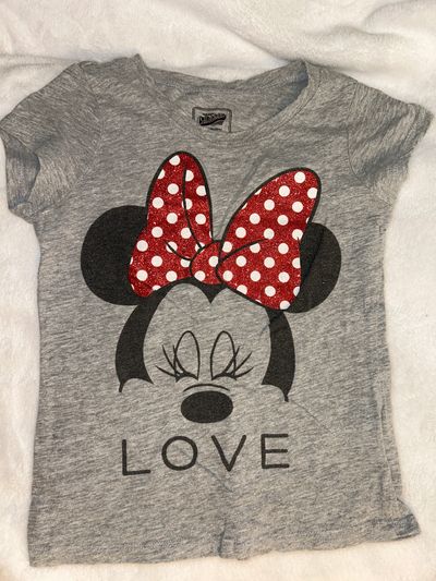 Old navy Gray short sleeve w Minnie and sparkle bow 5T
