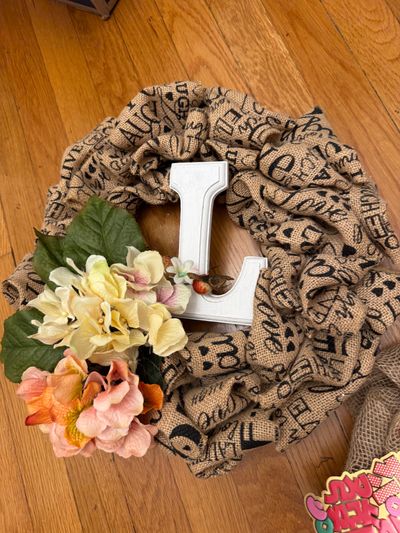 Unknown Letter L burlap wreath