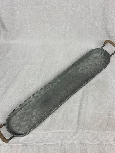 Metal Tray with rope handles 26.5 inches long Metal Tray with rope handles 26.5 inches long