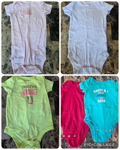 5 Carters short sleeved onesies 1 6m and 4 9m 6 Months