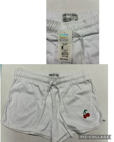 NEW W TAGS streetwear society shorts NEW White shorts w cherry detail and drawstring Junior S - 2