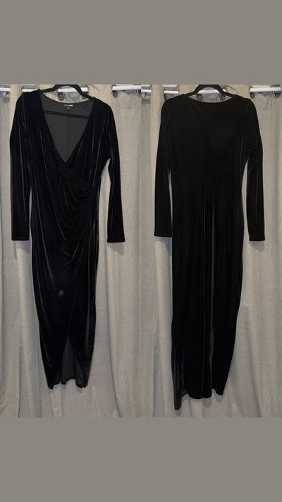 Fashion Nova long sleeve velvet Wilson wrap evening dress with front split Women's - XL