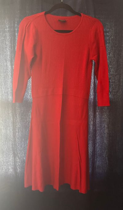 Worthington Red Knit 3/4 Sleeved Dress Women's - M