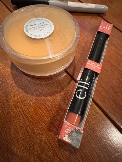 Brand new Mallly powder poreless perfection tan And elf perfect color lip, plumping gloss