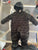 First Impressions black dino zip up with folding mittens and detachable footies 6-9 Months