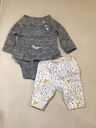 Carters unicorn set Peplum onesie  with matching pants with unicorn, rainbow, hearts Newborn