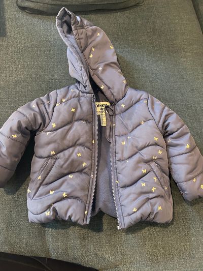 Oshkosh dark blue butterfly winter coat  2T