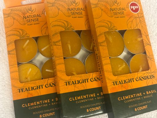 3 sets of tealights. 24 total.Clementine and Basil 3 sets of tealights. 24 total.Clementine and Basil
