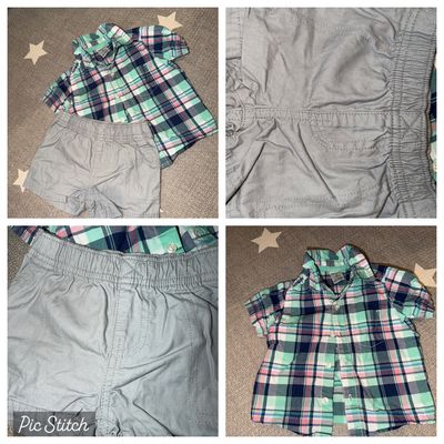 Carters Short sleeve collared shirt and shorts outfit 6 Months