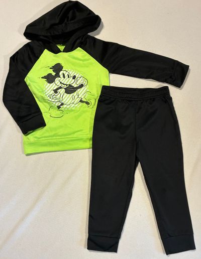 Disney, Jumping Beans, Active Mickey Mouse, Long sleeve hooded shirt and pants set, 3T