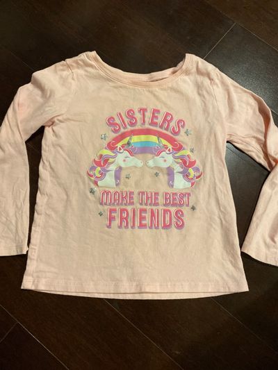 The childrens place Girls pink long sleeve shirt. Sisters make the best friends 4T