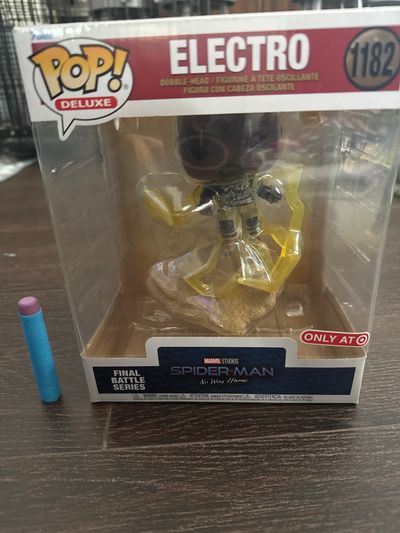 Brand new Funko pop deluxe electro from target 1182 bigger box Spider-Man Nerf pellet for size
