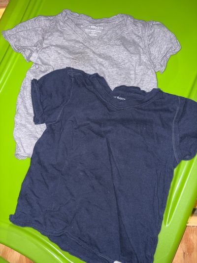 Burts bees T shirts gray and navy blue 18 Months