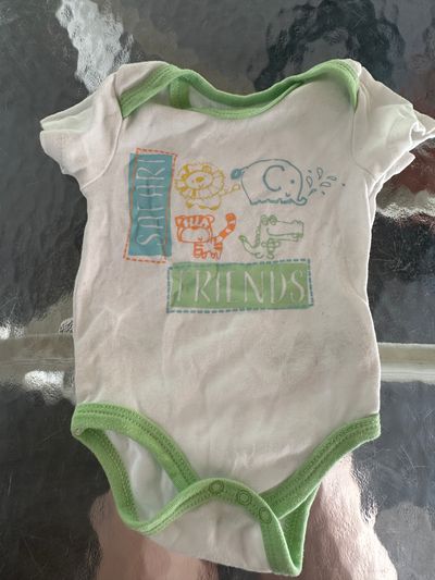 Quiltex white safari friends short sleeve tee 6-9 Months