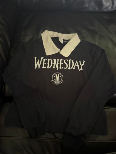 ZARA Black & White WEDNESDAY LS Shirt Size 11-12 10-12