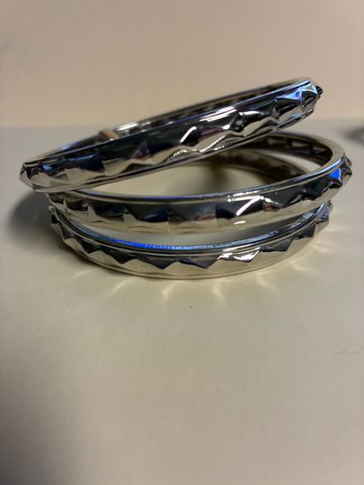 Wide wrist 8 inch set of 3 stackable bangles 3 thick silver design bangle bracelets