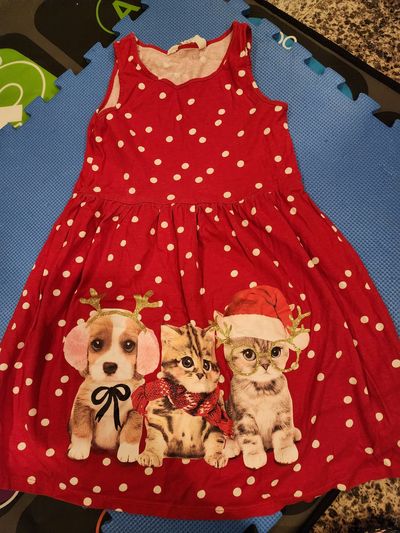 H and M Christmas dress Red Spotted Sleeveless jersey dress for kids  H&M 7-8