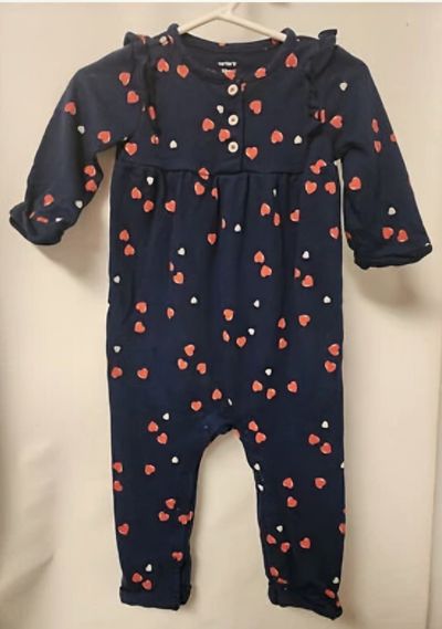 Carter's Long Sleeve Navy Blue Heart Print Bodysuit 12 Months