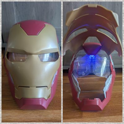 Marvel Iron Man mask that lights up when you lift the faceplate