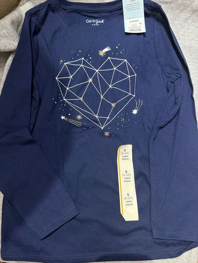 Cat & Jack Navy heart Star Top  6T/6