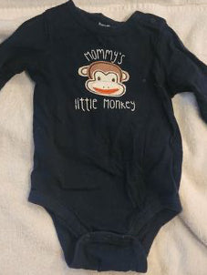 Babygap navy blue baby bodysuit features a "Mommy's little monkey" 24 Months