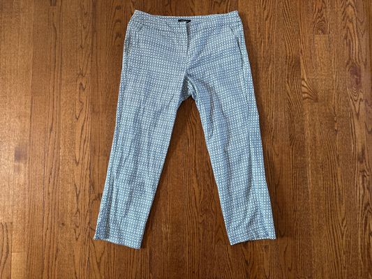 Jones and Co. Navy/Green/White Geometric Pants Women's 8