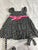 Rare too Black and white polkadot dress with pink bow 2T