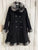 Rothschild Black peacoat with fur collar and trim , so beautiful 7-8