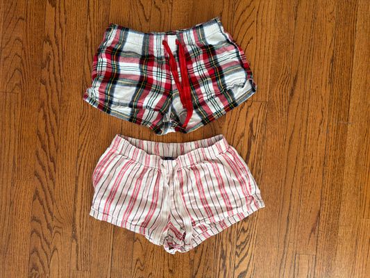 Old Navy set of 2 Cotton Red Plaid/Striped PJ Shorts Junior XS - 0