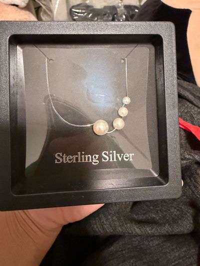 Ruihx New- sterling silver faux pearl necklace
