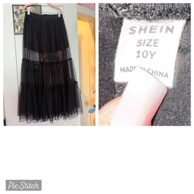 Shein Black lace see through skirt  with shorts 10-12