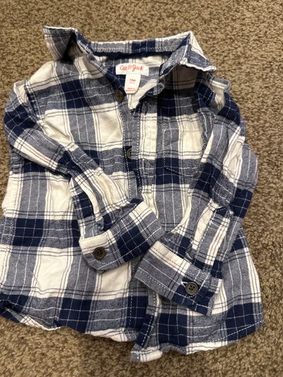 Canton Jack button up flannel shirt top  12 Months