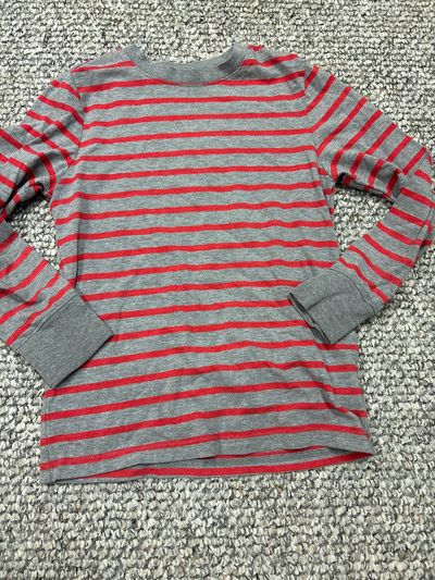 Cat and jack Grey and red stripe shirt 6T/6
