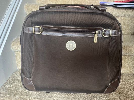 Ralph Lauren Chaps brown rolling briefcase carryon Approx 17 x 15 x 8.5. Excellent condition. SFPF home