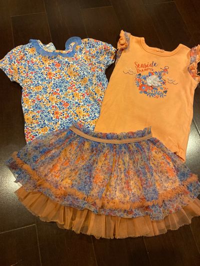 Baby starter 18 months 3 piece outfit.  Two onesies and a skirt 18 Months