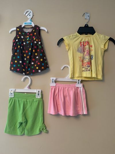 Set of 4 Gymboree/H&M/Carters/Majestic Tshirt/Tanktop/Pants/Skirt 3-6 Months