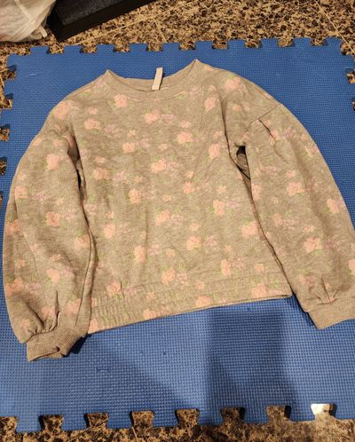 Janie and Jack floral print gray sweatshirt 7-8