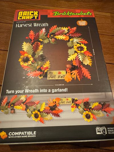 Brand new brick craft bricktanicals harvest wreath 382 pieces two in one set gift quality